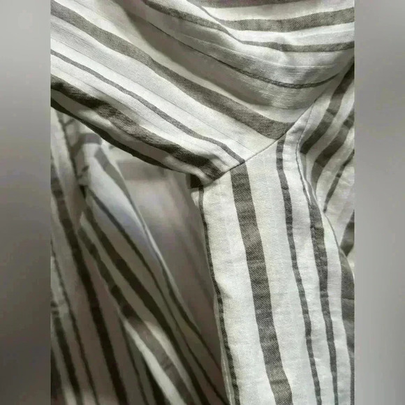 Lavender Brown White & Grey Striped Linen Lightweight Blazer Coastal Cozy - Picture 7 of 12